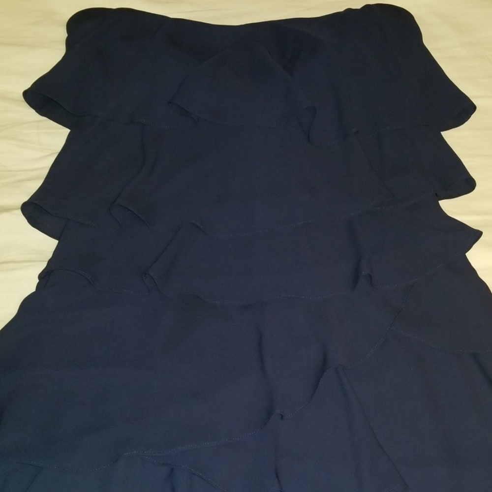 BCBG Layered Ruffle Dress Navy Blue Size 6 - Picture 2 of 4